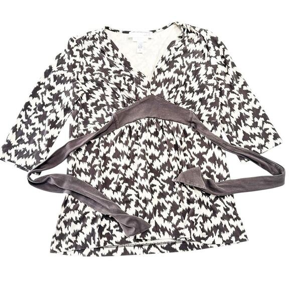 DVF Maternity Patterned Long Brown Patterned Shirt Size M - Picture 1 of 6